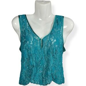 Cinema Etoile Green Lace Camisole Tank Top Women's Sz L Whimsygoth Regency